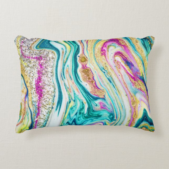 Coussins Décoratifs Magic Marbling : Metallic Paint Design. (Devant)