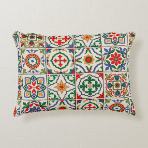 Coussins Décoratifs Magnifique sans couture motif blanc coloré marocai