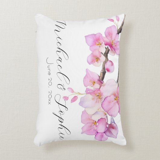 Coussins Décoratifs Magnifiques fleurs de cerisier rose à l'aquarelle (Devant(Vertical))