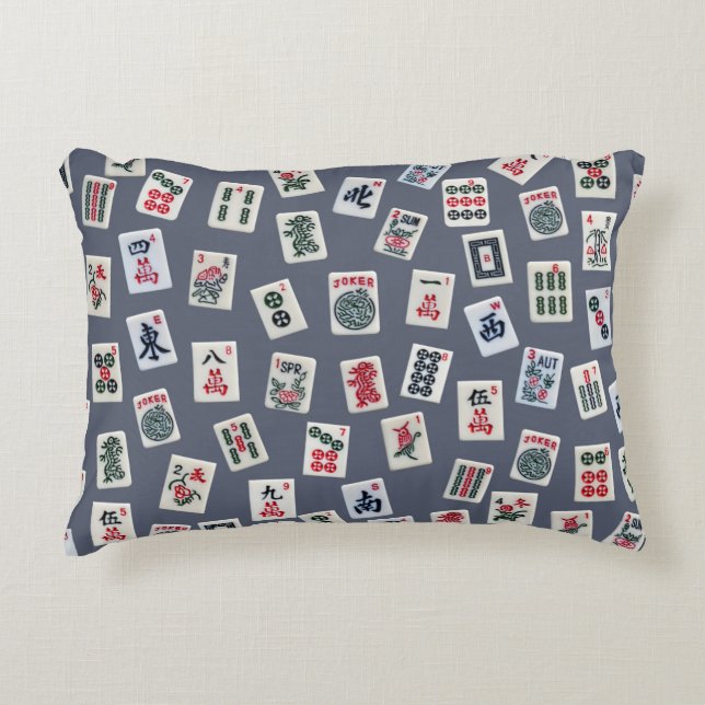 Coussins Décoratifs MahJongg mosaïques design sur bleu foncé (Devant)