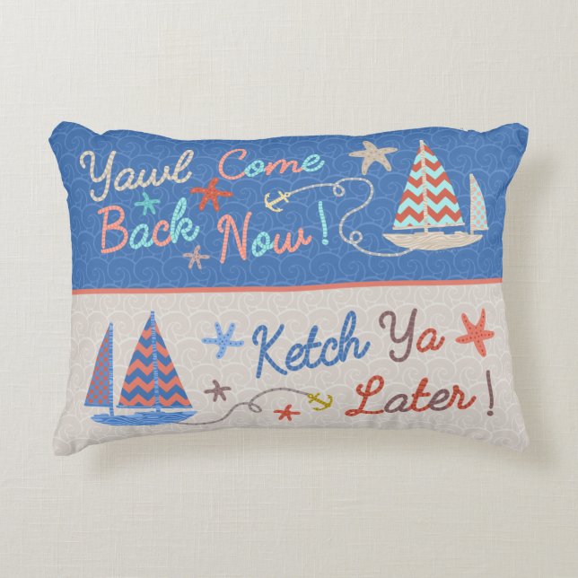 Coussins Décoratifs Maison de plage | Funny Nautical Pun | Humour de n (Devant)