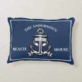 Coussins Décoratifs Maison de plage nautique Nom de famille d'est de n (Dos)
