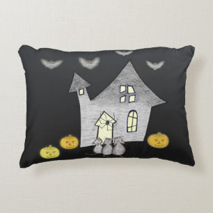 Coussins Décoratifs Maison d'Halloween, Chats noirs, Chats, Chauves-so