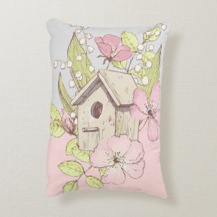 Coussins Décoratifs Maison d'oiseau Floral Bloc de Couleurs