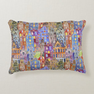 Coussins Décoratifs Maisons Cityscape, motif urbain sans soudure.