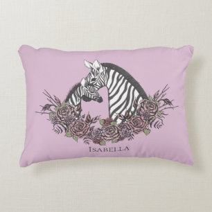 Coussins Décoratifs Maman et bébé zèbre lilas doux accent dessiné à la