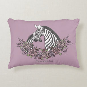 Coussins Décoratifs Maman Lilac foncé et bébé zèbre accent dessiné à l