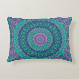 Coussins Décoratifs Mandala coloré aux tons de bijoux groovy hippie tr