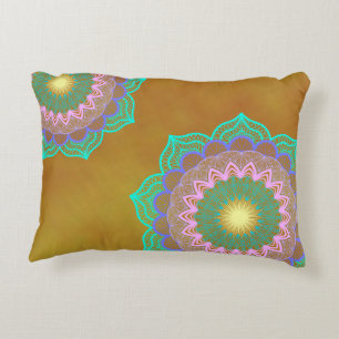 Coussins Décoratifs Mandala Coloré sur Fond Doré