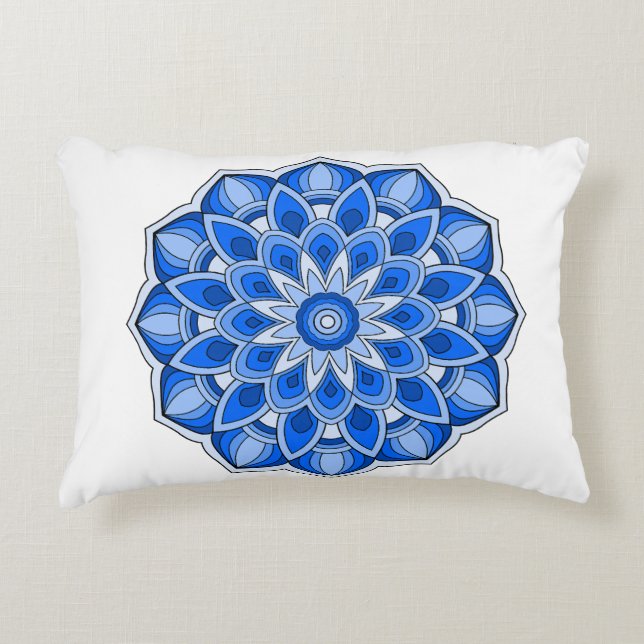 Coussins Décoratifs Mandala en bleu (Devant)