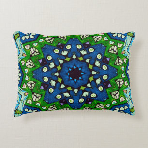 Coussins Décoratifs Mandala Rétro Mosaïque Motif Vert Bleu