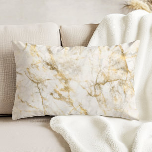 Coussins Décoratifs Marbre Blanc et Or de Luxe