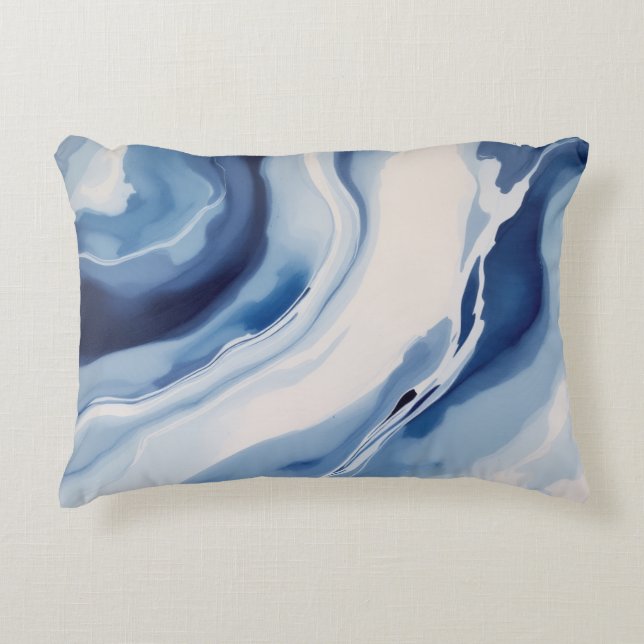 Coussins Décoratifs Marbre Bleu Profond (Devant)