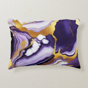 Coussins Décoratifs Marbre faux violet jaune or tendance gras