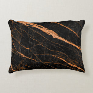 Coussins Décoratifs marbre noir avec veines dorées, marbre emperador n