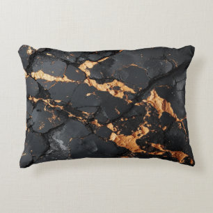 Coussins Décoratifs Marbre Noir Élégant avec Veines Dorées Art Moderne