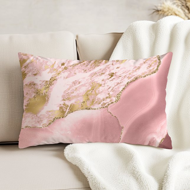 Coussins Décoratifs Marbre Rose Pâle Agate Gold (Créateur téléchargé)