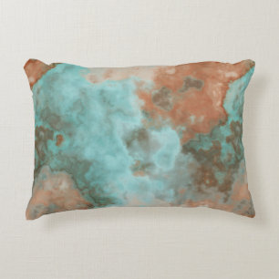 Coussins Décoratifs Marbre turquoise et rouille Abstrait