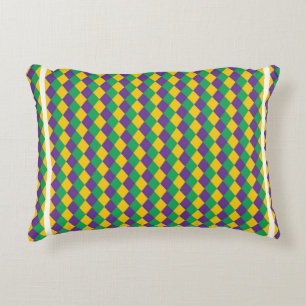 Coussins Décoratifs Mardi Gras Diamond Motif sans joint. Violet, Yello