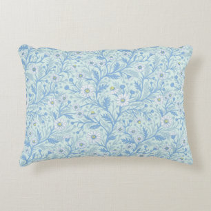 Coussins Décoratifs Marguerites en blanc et bleu sur verre de mer