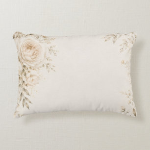 Coussins Décoratifs Mariage Neutre avec Fleurs Raffinées