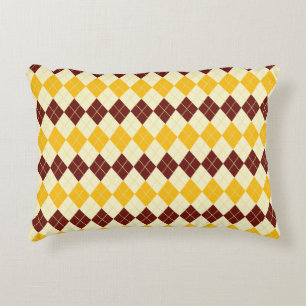 Coussins Décoratifs Marron - Jaune Motif Tartan Écossais