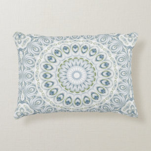 Coussins Décoratifs Médaillon Mandala en Bleu et Blanc