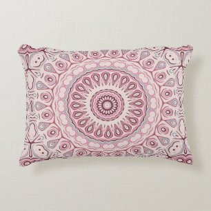 Coussins Décoratifs Médaillon Mandala en rose poussiéreux et mauve
