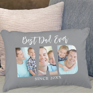 Coussins Décoratifs Meilleur Papa Photo Gris