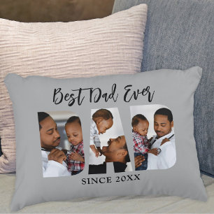 Coussins Décoratifs Meilleur Papa Photo Gris