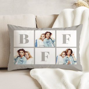 Coussins Décoratifs Meilleures amies 3 Collage Photo Amies Grises