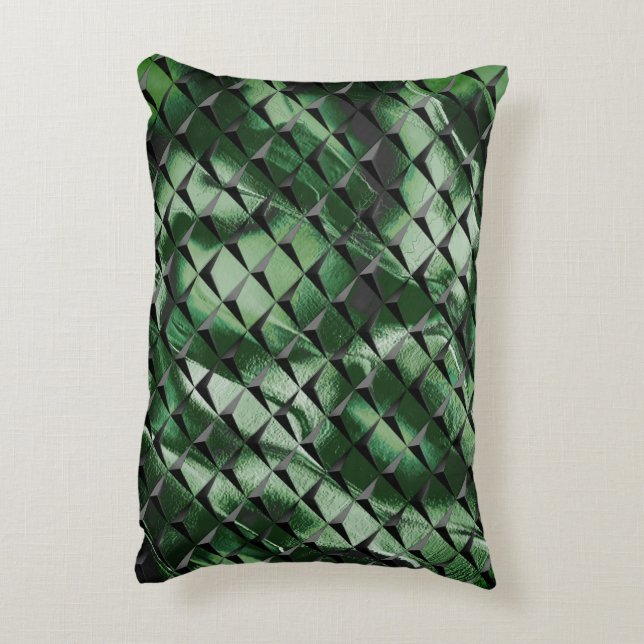 Coussins Décoratifs Mélanger les carrés 3D avec l'image vert foncé de  (Dos(Vertical))