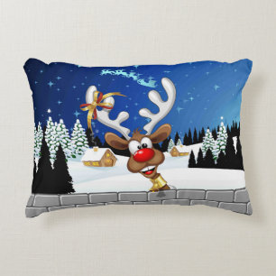 Coussins Décoratifs Mème de Noël drôle de renne qui regarde par-dessus