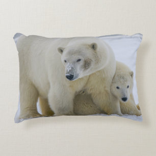COUSSINS DÉCORATIFS MÈRE DE L'OURS POLAIRE ET CUB NORD ALASKA