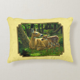 Coussins Décoratifs Mère et bébé Cerf blanc Jaune