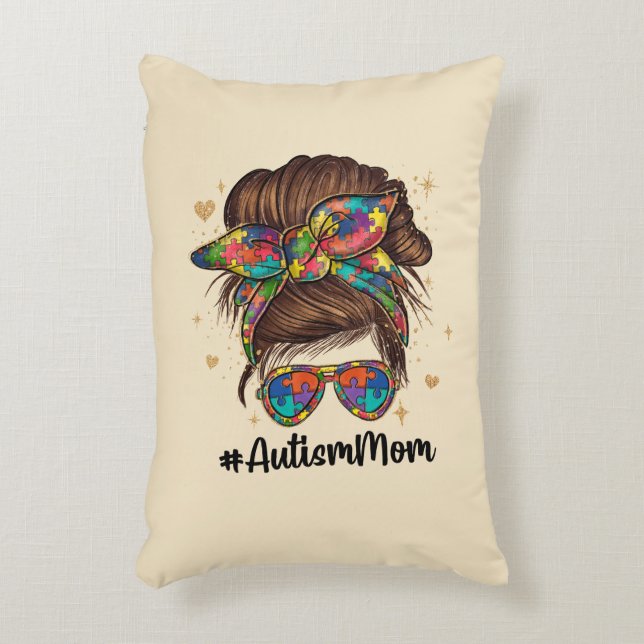 Coussins Décoratifs Messy Bun Fier Autisme Maman (Devant(Vertical))