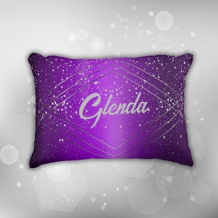 Coussins Décoratifs Métal brossé violet moderne avec Monogramme argent