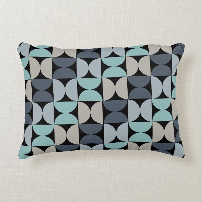 Coussins Décoratifs Mi-siècle moderne bleu vert et gris (Devant)