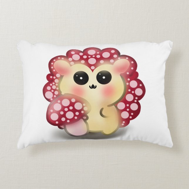 Coussins Décoratifs Mignon Champignon Rouge Kawaii Hérisson Toadstool  (Devant)