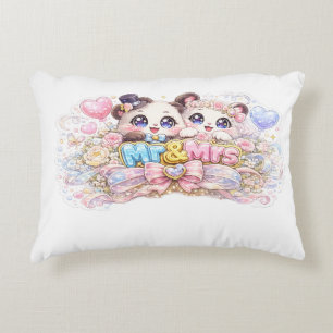 Coussins Décoratifs Mignon Monsieur et Madame Panda Couple Pastel Rose