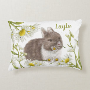 Coussins Décoratifs Mignonne lapin Brown avec marguerite à pignon