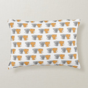Coussins Décoratifs Mignons Petits Chatons Motif de chat orange et gri