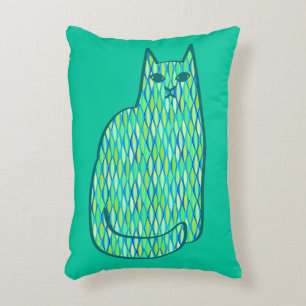 Coussins Décoratifs Milieu du siècle moderne Chat, Mint et Lime Vert