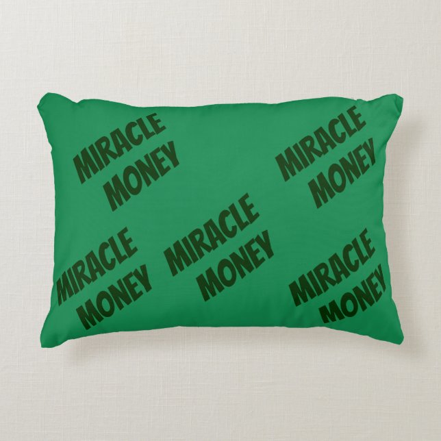 Coussins Décoratifs "Miracle Money." Citation Drôle. Noël vert (Devant)