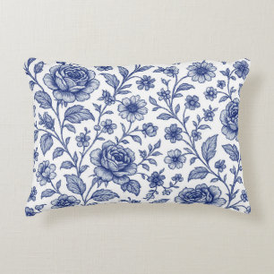 Coussins Décoratifs Modèle Floral Royal Bleu Rose