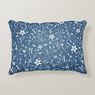 Coussins Décoratifs Modèle floral sur denim