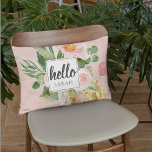 Coussins Décoratifs Modern Watercolor Pink Flowers & Hello & Nom<br><div class="desc">Modern Watercolor Pink Flowers & Hello & Nom</div>