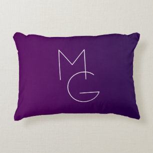 Coussins Décoratifs Moderne 2 Initiales Ombre Subtile Violet Foncé