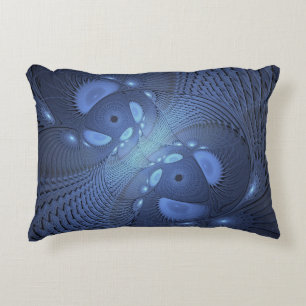Coussins Décoratifs Moderne Abstrait tendance Dusk Blue Fractal Art