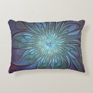 Coussins Décoratifs Moderne Abstrait tendance Fleur bleue Fractal Art